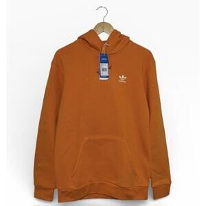 Adidas Originals Essential Hoodie Orange Small Trefoil Logo Pullover Men’s